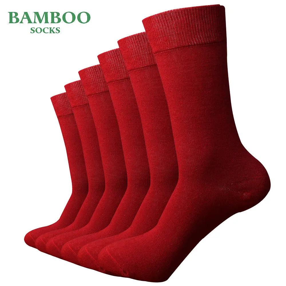6Pairs-Bamboo-red Match-Up Мужские бамбуковые красные носки дышащие антибактериальные мужские деловые носки(6 пар/лот - Цвет: 6Pairs-Bamboo-red