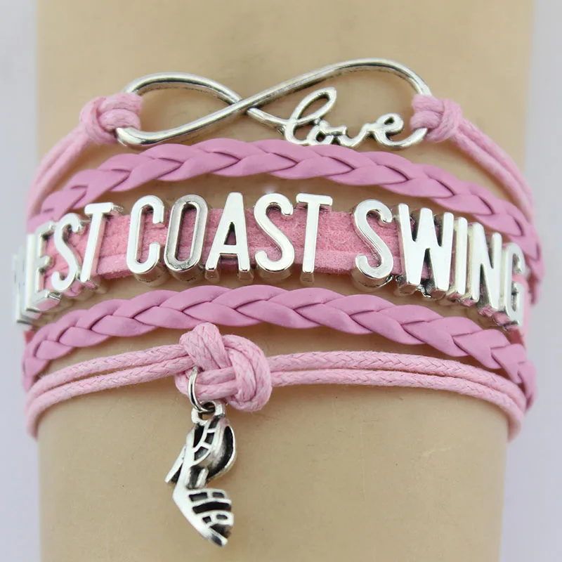 Infinity Love West Coast Swing Bracelets Dance High heels Charm Handmade Rope Leather Bangles For Women Men Jewelry | Украшения и