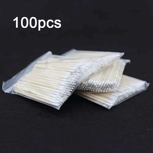 100pcs Wood 100 шт./упак. одноразовые кисти для макияжа лица удаление ресниц инструменты, щетка микрощетки наращивание ресниц Инструмент чистый ватный тампон - Цвет: 100pcs Wood
