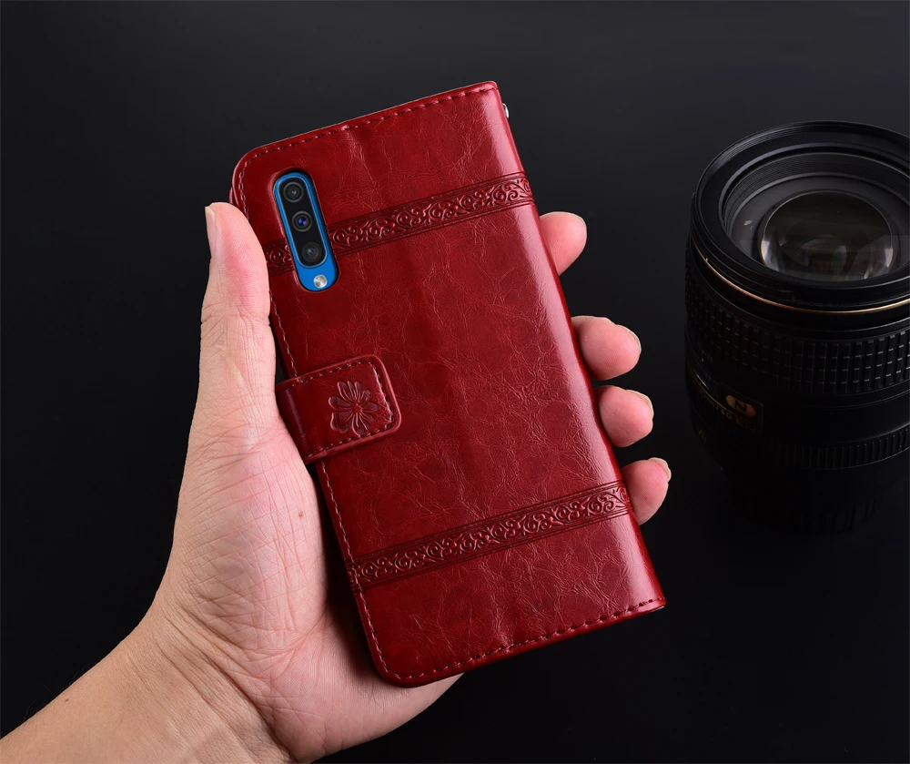 Флип-кожаный чехол для Samsung Galaxy A50 A505 Fundas TPU с цветочным принтом специальный чехол-кошелек с подставкой и ремешком