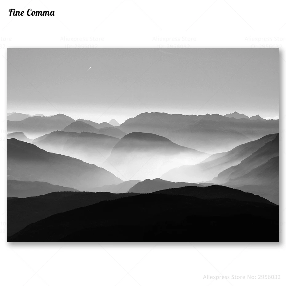 Настенный постер Foggy Mountain в скандинавском стиле декор для скандинавской стены