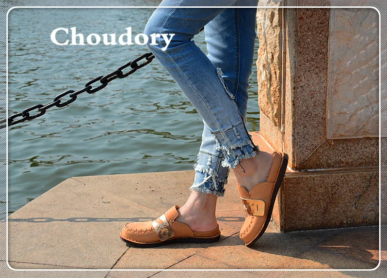 Choudory Моды Натуральная Кожа Летние Тапочки Женщин Круглого Toe Рим Гладиатор