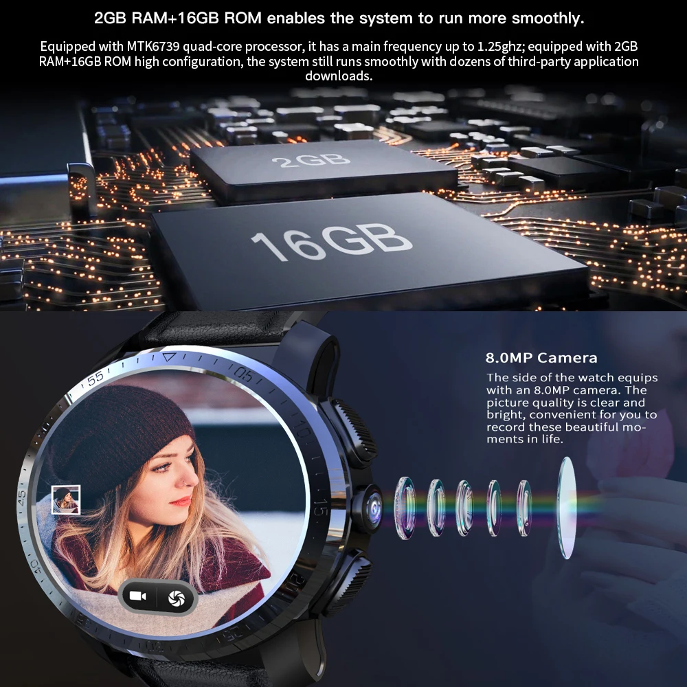 Умные часы KOSPET Optimus Pro 3 ГБ 32 аккумулятор 800 мАч двойная система 8 0 МП 1 39 дюйма Android 7