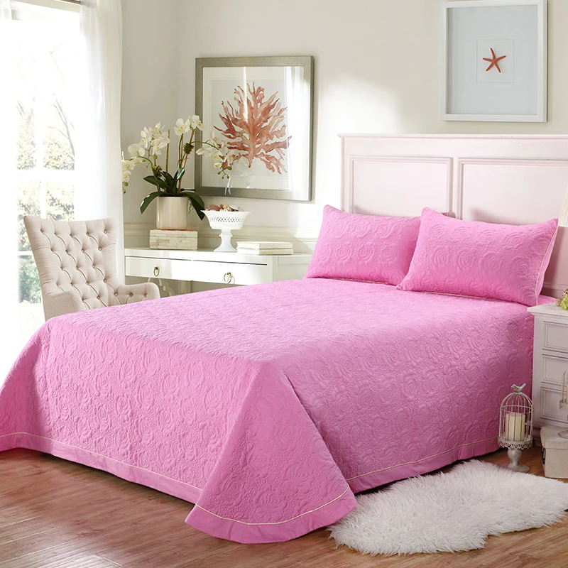 Комплект из 3 предметов 100% хлопок Однотонный комплект стеганого постельного