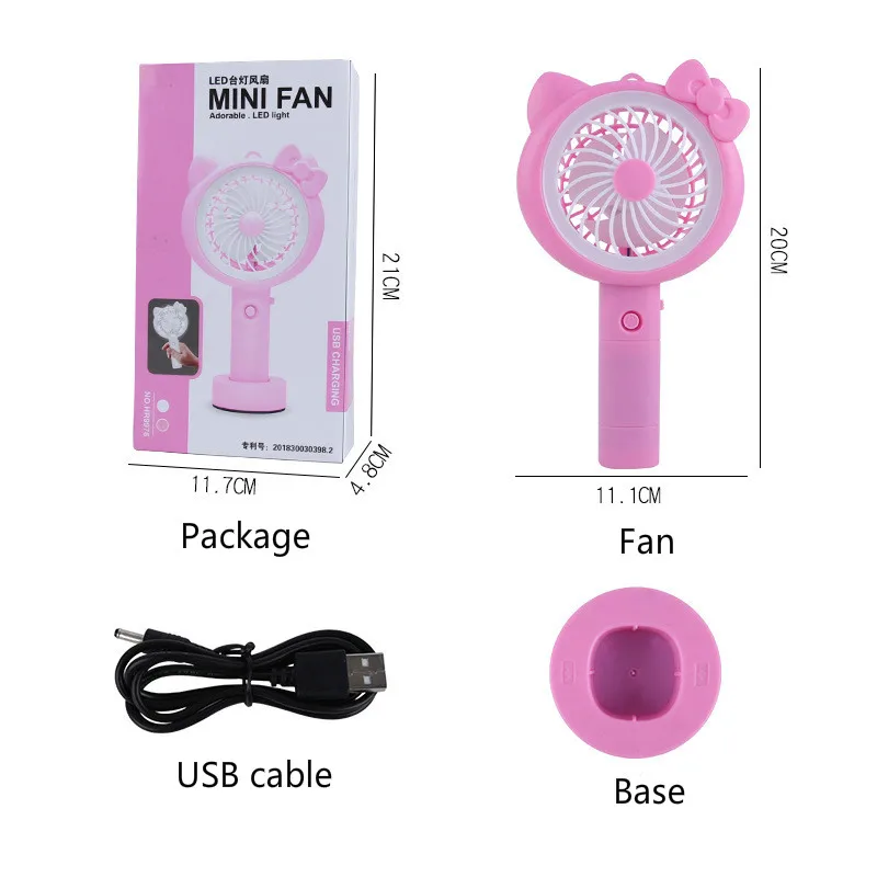 Cute Cat Pattern Three-vane Mini USB Fan for Office Home Portable Computer PC Electric Laptop with Led Light | Бытовая техника