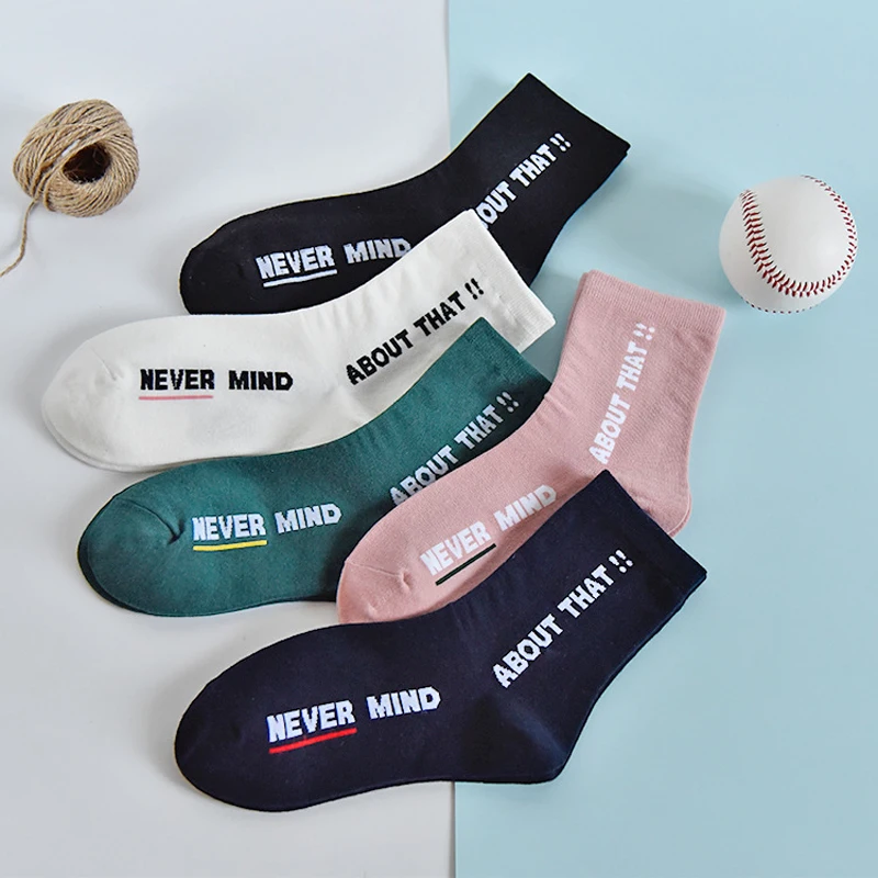 5 пар хлопковые короткие носки с буквенным принтом женские повседневные