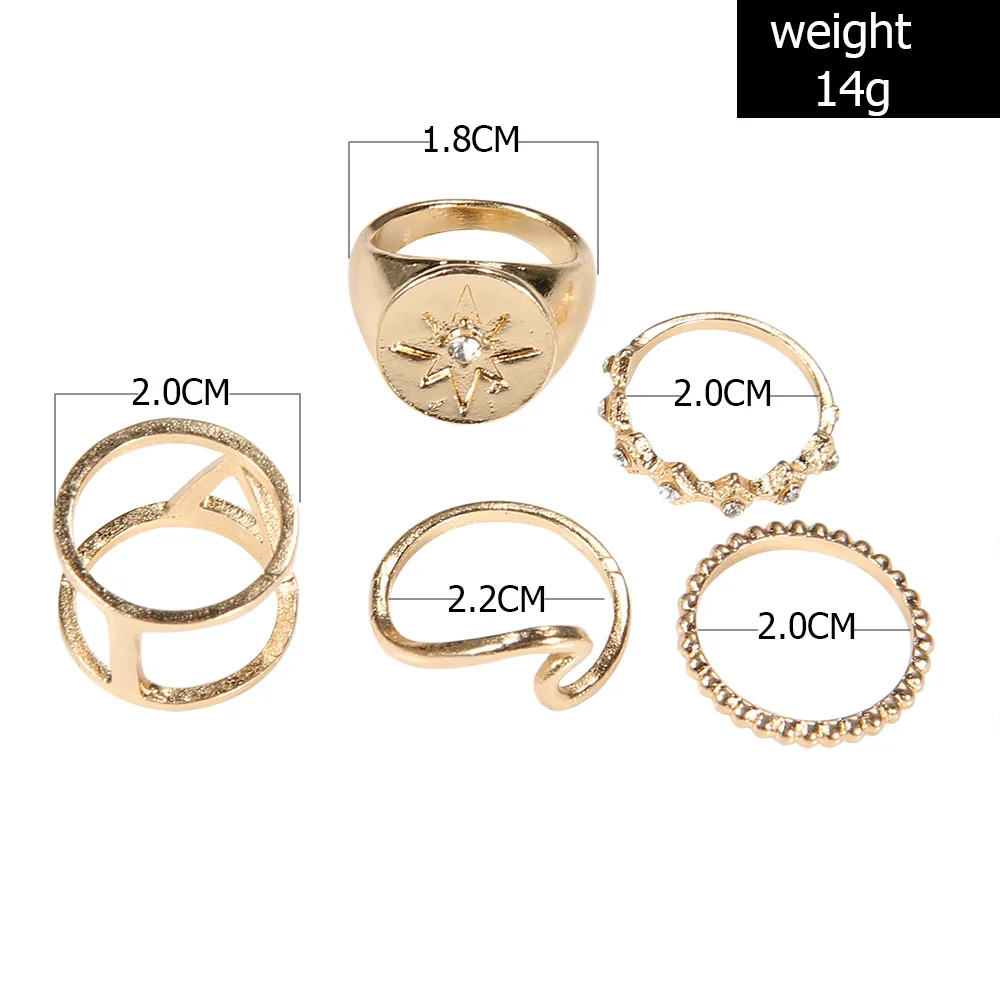 5 шт./компл. Мода солнце волна Треугольники Bague панк Совместное круг среднего