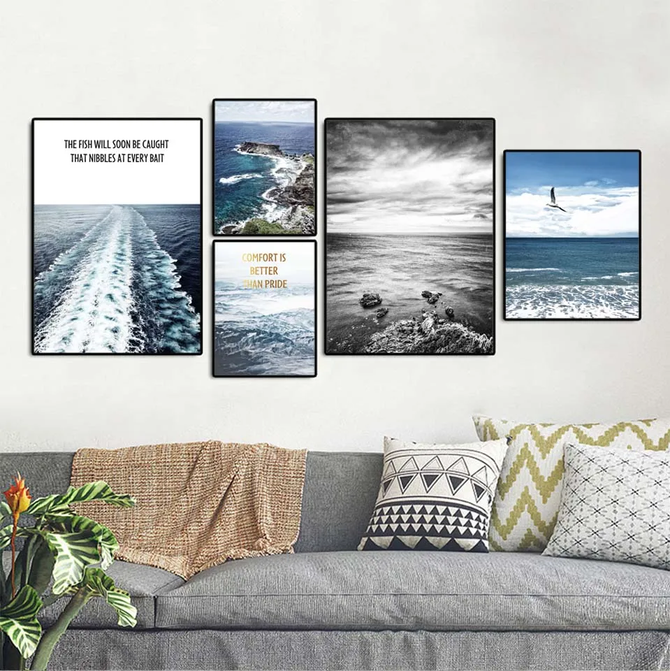 

Nordic Decoration Home Wall Art Sea Poster Simple Seascape Canvas Painting for Living Room Decorative Posters and Prints