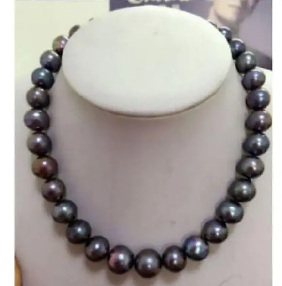 charming 10-11 mm natural black pearl necklace 18