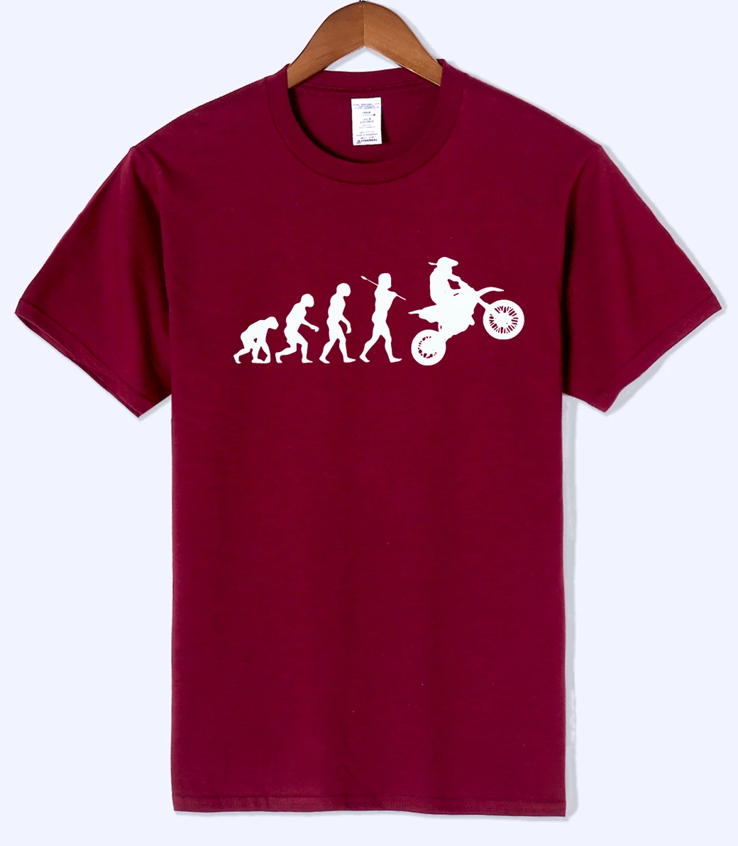 wine red Dirtbike с изображением процесса эволюции и мотокросса мужская футболка Летняя Повседневная модная мужская футболка хлопок высокое качество короткий рукав футболки - Цвет: wine red