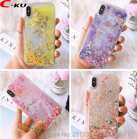 C-ku для Iphone X XS 8 7 PLUS 7plus 6 6S 3D жидкий зыбучий песок фрукты звезда Жесткий ПК ТПУ чехол