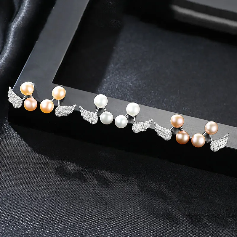 Ангел AAA + качество кристалл крыло изделия двойной пресноводный жемчуг Бусины и