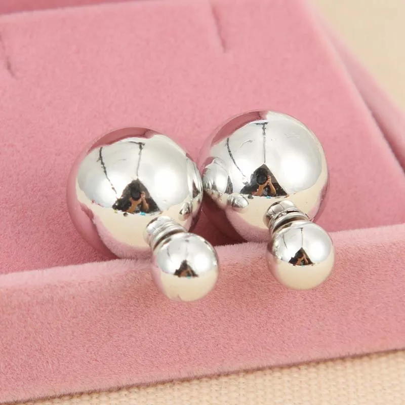 New Women Accessories Jewelry Double Face Side Pearl Ball Earrings For Multi Colors Big Acrylic Trendy Beads Stud Earings | Украшения и