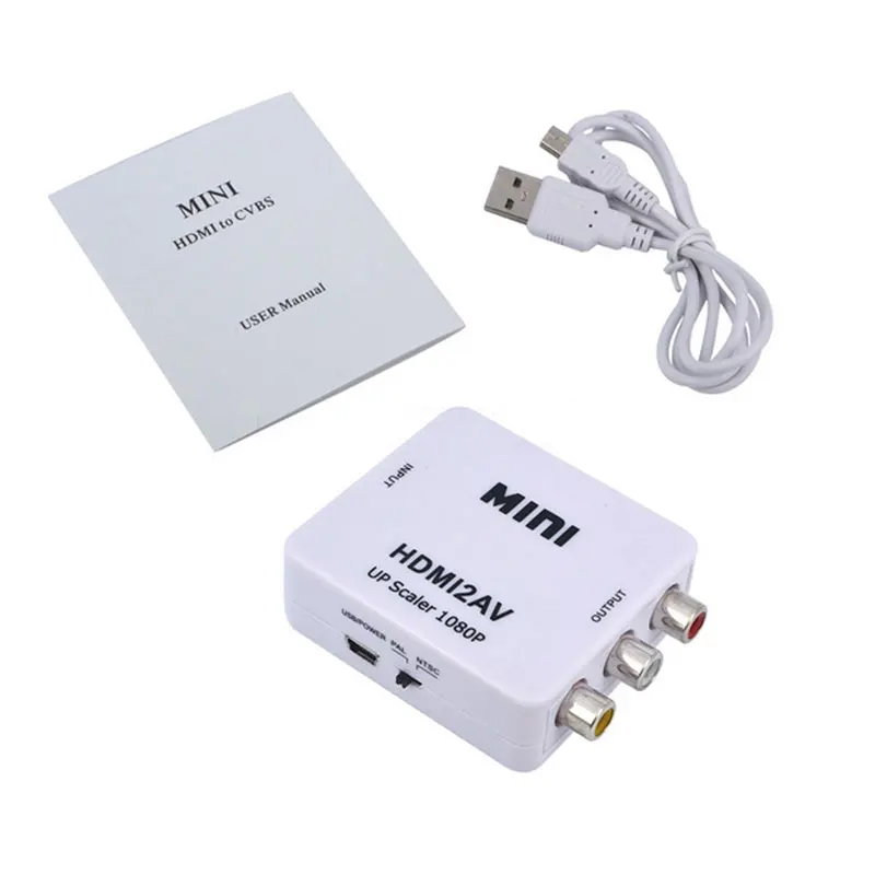 Оригинальный HD 1080P HDMI/AV/RCA CVBS L/R адаптер Mini HDMI2AV видео конвертер коробка поддержка