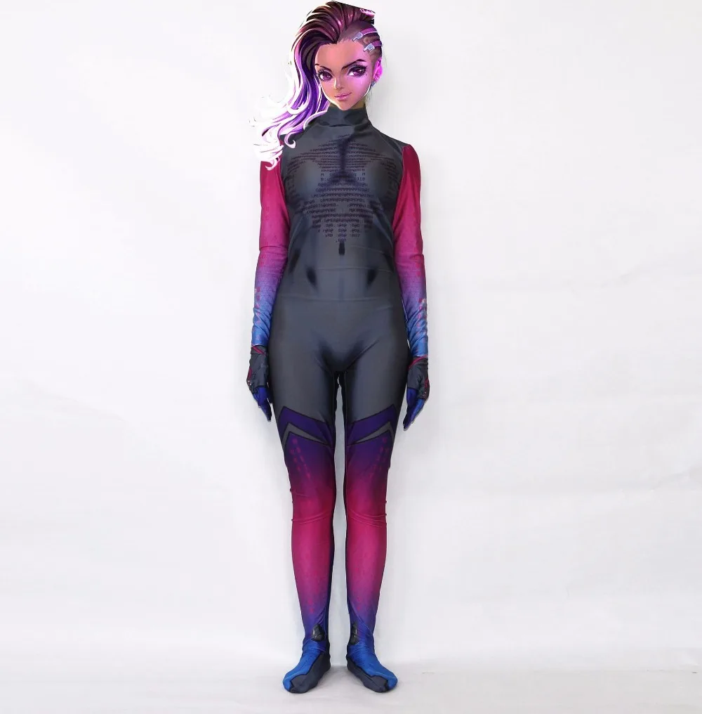 

Женский костюм для косплея, из лайкры и спандекса, с 3D-принтом D.Va, комбинезон для Хэллоуина, S-XXXL