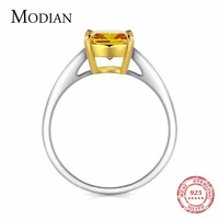 3ct modian classic design authentic 925 sterling silver ring gold white color clear crystal wedding engagement jewelry for women
