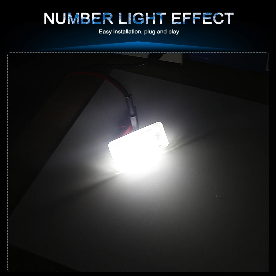 

1pair /2Pcs Car Led Number License Plate Light White 6000k 3W 18 SMD Led Bulb Number Plate For Audi A4 A6 C6 A3 B6 B7 S6 A8 Q7