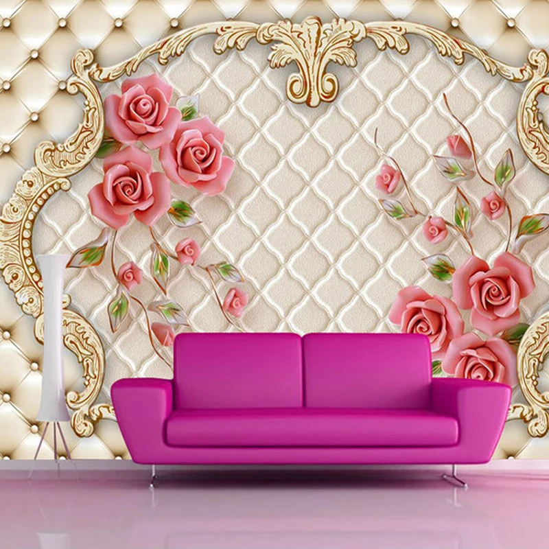 Пользовательские 3D фото обои для стен Home Decor красная роза цветы Гостиная диван