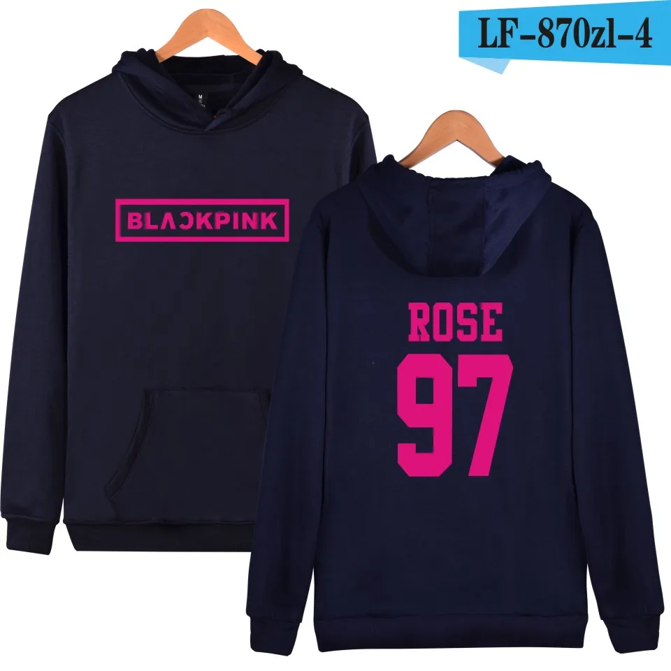 Darkblue Корейский KPOP девушка группа Blackpink толстовки кофты Женская обувь черного, розового цвета с капюшоном Толстовка Camisas Feminina KPOP одежда с принтом Blackpink - Цвет: Darkblue