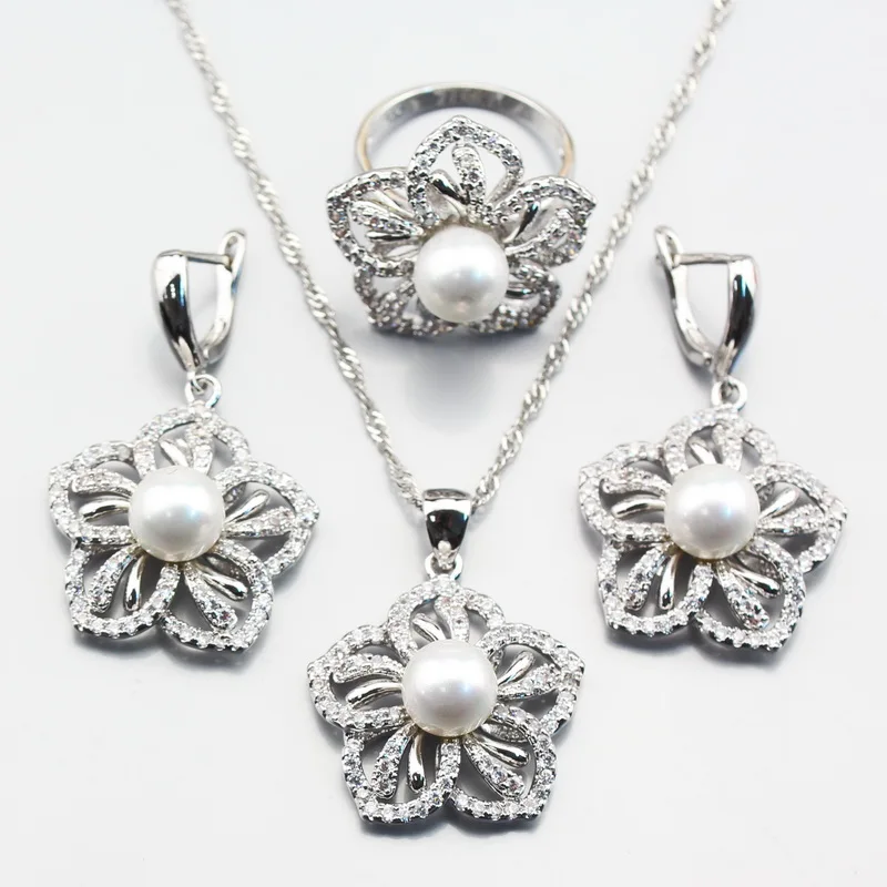 Женский свадебный ювелирный комплект из натурального жемчуга серебристого