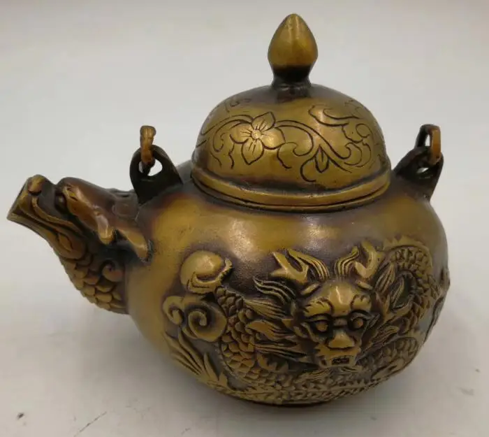 

Collection archaize brass dragon head teapot crafts statue