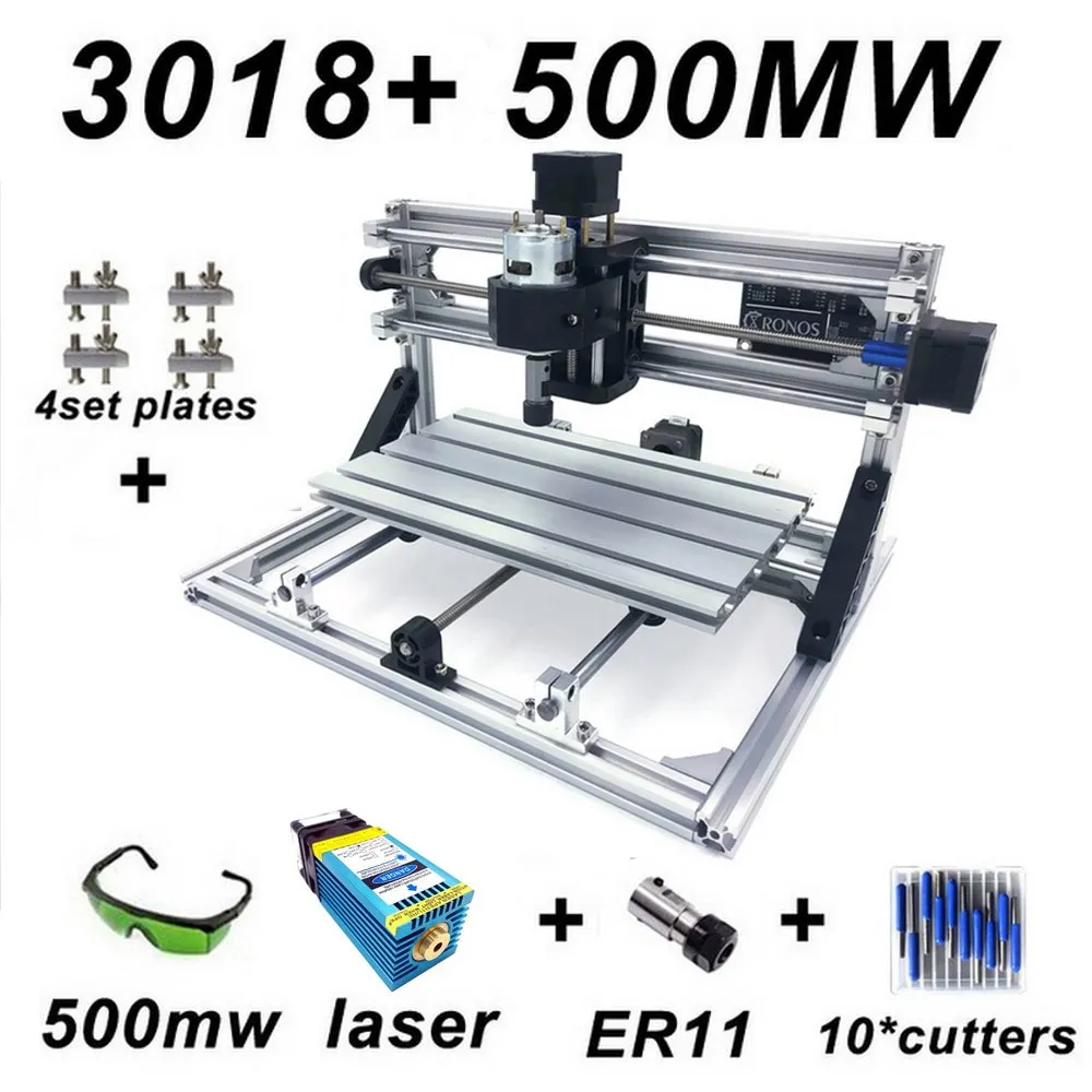3018 with 500mw Head 15 Вт CNC3018 гравировальный станок ER11 с 500 МВт 2500 мвт 5500 МВт 15000 МВт Синяя лазерная головка древесины маршрутизатор PCB фрезерный станок - Цвет: 3018 with 500mw Head