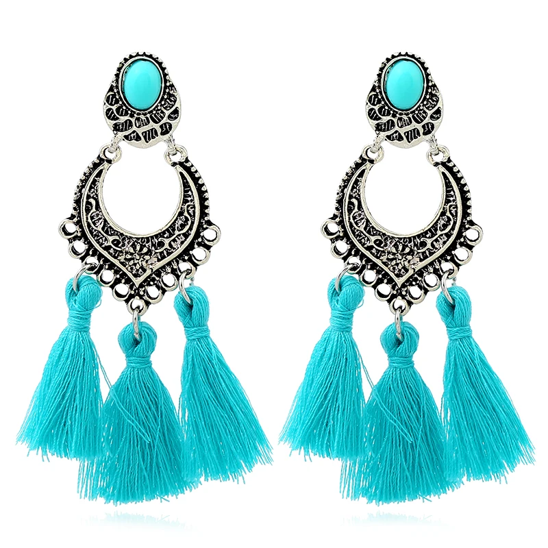 

Ethnic Vintage Trendy Drop Fringe Earrings Statement Bohemia Tassels Dangle Fringed Earrings For Women Brincos