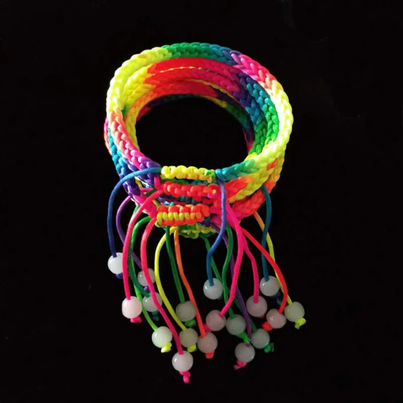 

10 x Cotton Rainbow Macrame Multi-Colour Braided Cord Thread Adjustable Opening Cuff Bracelets Unisex Handmade Jewelry