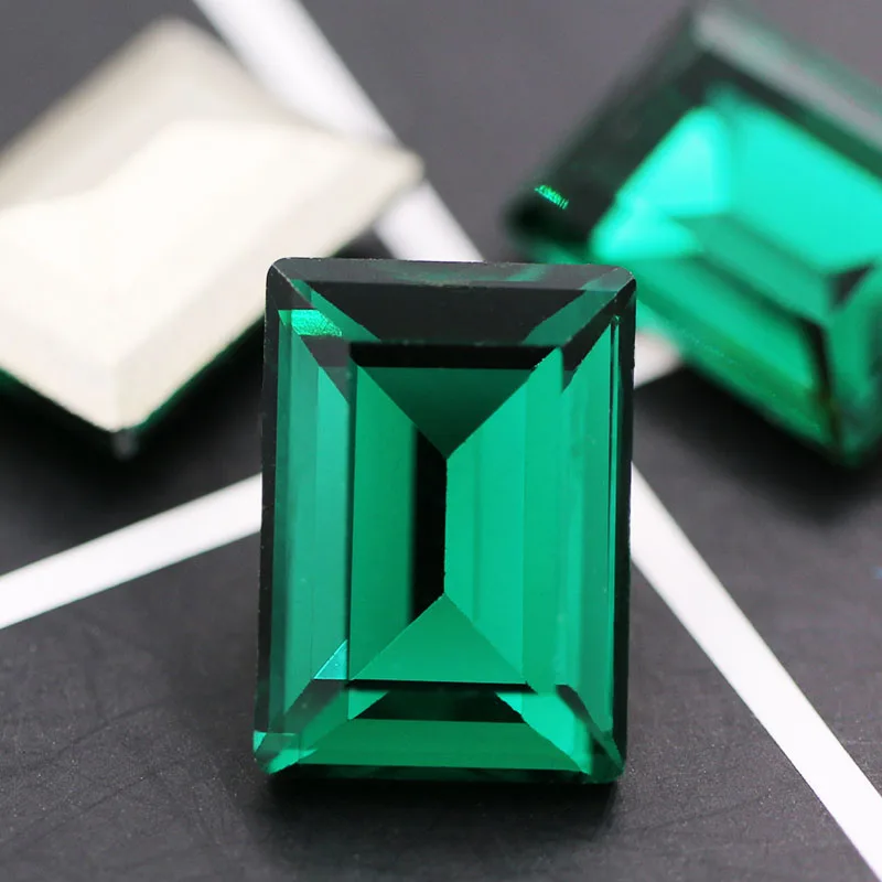 Green 10x14 мм прямоугольные хрустальные стразы k9 для дизайна ногтей одежда ожерелье серьги аксессуары - Цвет: Green