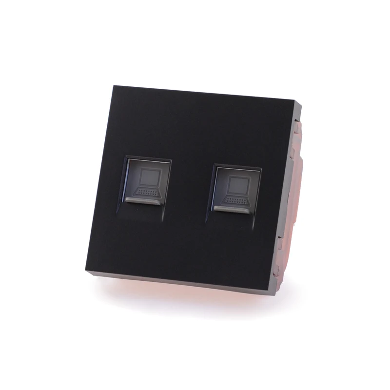 Black 2 RJ45 Outlet Двойной/один интернет компьютер CAT5e RJ45 розетка функция ключ для модуля только белый/черный пластик diy части - Тип: Black 2 RJ45 Outlet
