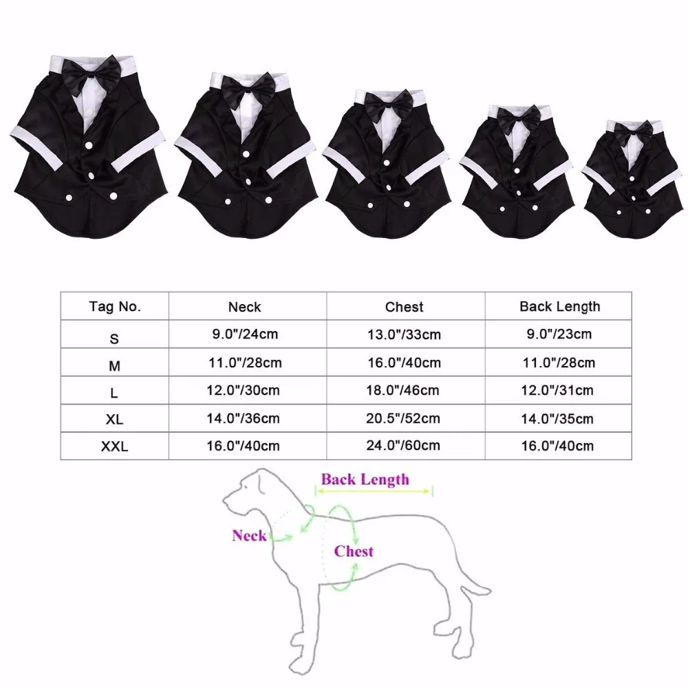 Black Dog Tuxedo Suit Puppy Wedding Clothes Doggie Costume Prince Cute Gentleman Bow Tie | Дом и сад