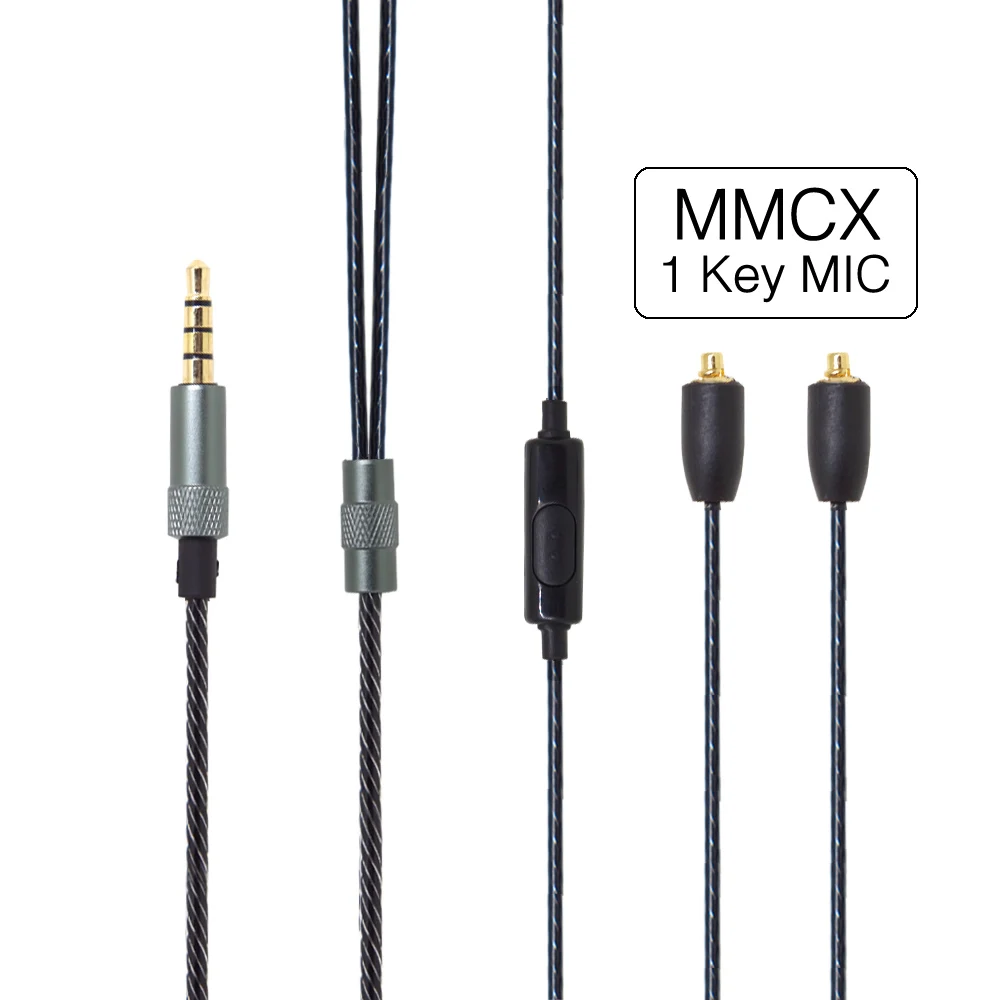 FAAEAL MMCX кабель 5N-OFC провод Модернизированный кабель для наушников для Shure SE215 SE846 UE900 сменный кабель для IE80 IE8 IE8I с микрофоном - Цвет: MMCX 1key MIC
