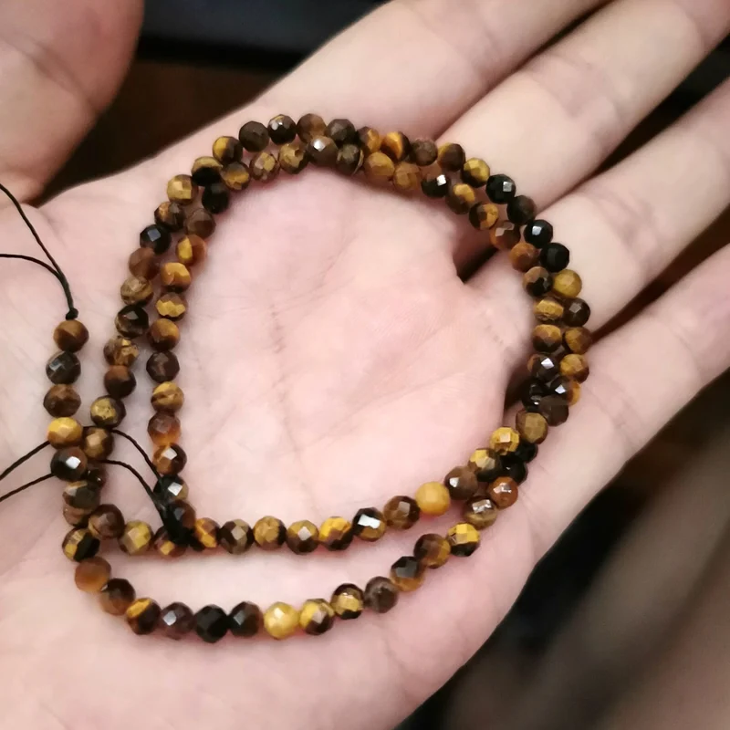 Tiger eye Граненые 2/3/4 мм Натуральный Камень Бисер Розовый кристалл кварца Драгоценный Камень Бисер для изготовления ювелирных изделий бисером браслетов или бус своими руками - Цвет: Tiger eye