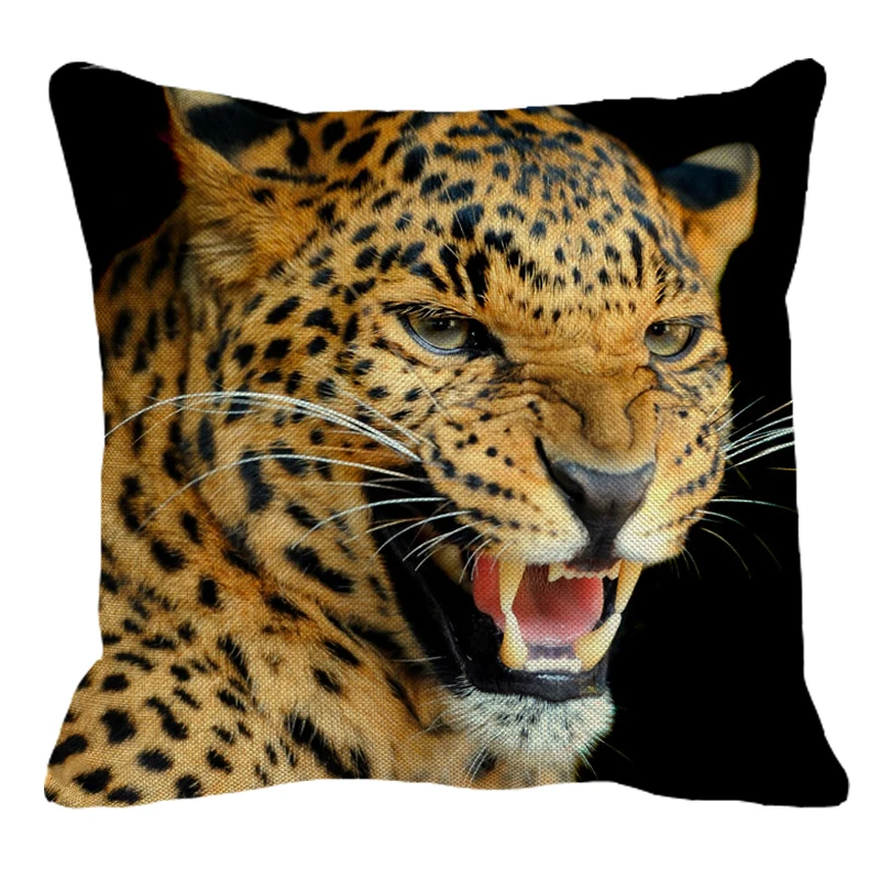 

XUNYU Leopard Linen Pillowcase Sofa Decorative Pillow Cover Animal Pattern Square Cushion Cover 45X45cm BZ216
