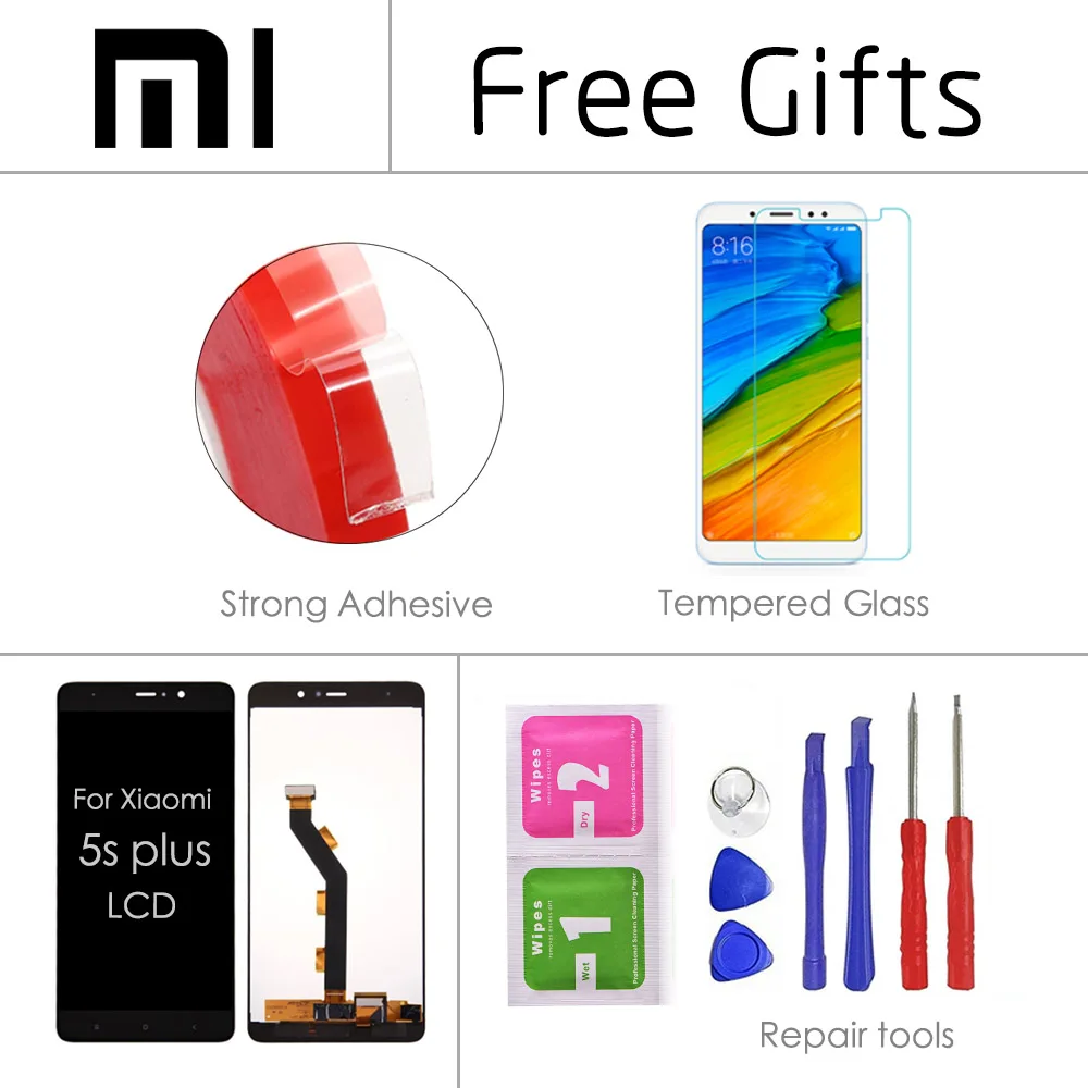5," для Xiaomi mi 5s plus ЖК-дисплей с сенсорным экраном дигитайзер с рамкой для Xiaomi 5s Plus mi 5s+ подарки