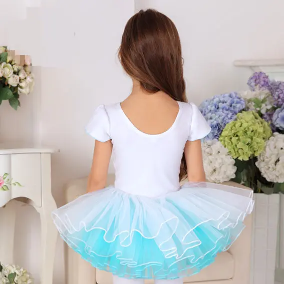 Детское гимнастическое балетное трико без рукавов с юбкой-пачкой для девочек