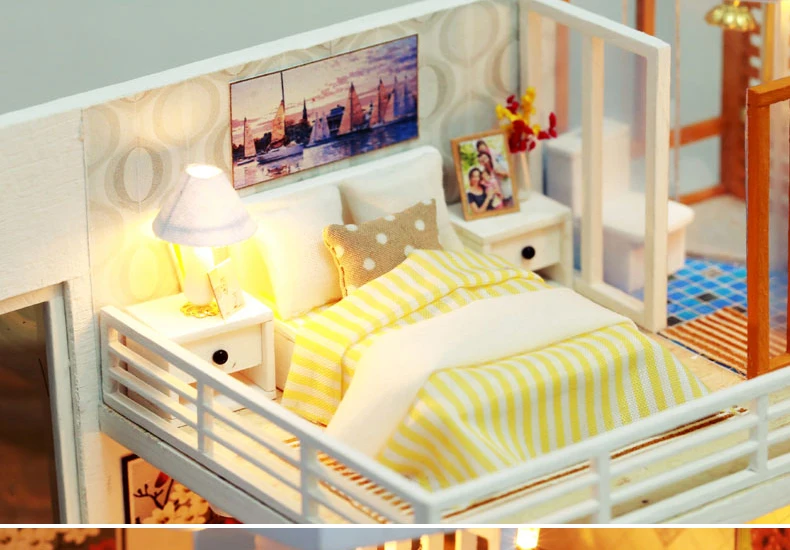 Cutebee DIY миниатюрный дом с мебели светодиодный музыкальный пылезащитный чехол модель строительные блоки игрушки для детей Casa De Boneca TD16