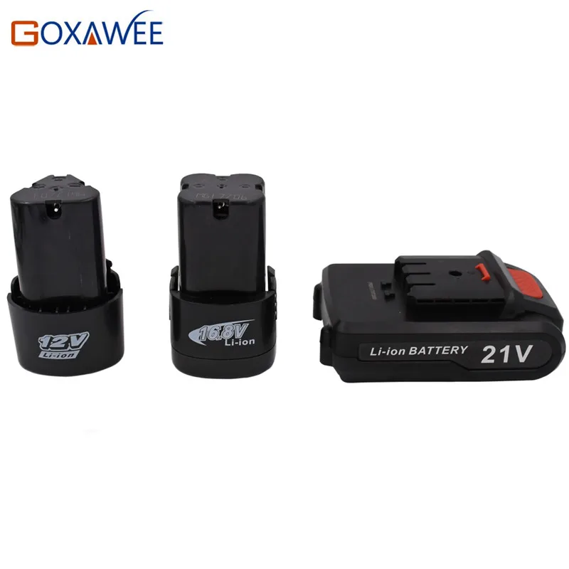 GOXAWEE 21 V/12 V/16,8 V электрический шуруповерт с перезаряжаемые литиевые батареи мини-дрель 2-Скорость Беспроводной Мощность инструмент