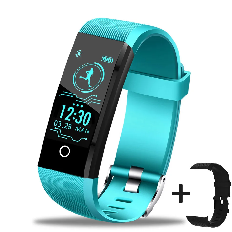 Light blue BAND LIGE умный Браслет кровяное давление монитор сердечного ритма фитнес-трекер Смарт-браслет спортивные часы для ios Android+ коробка - Цвет: Light blue BAND