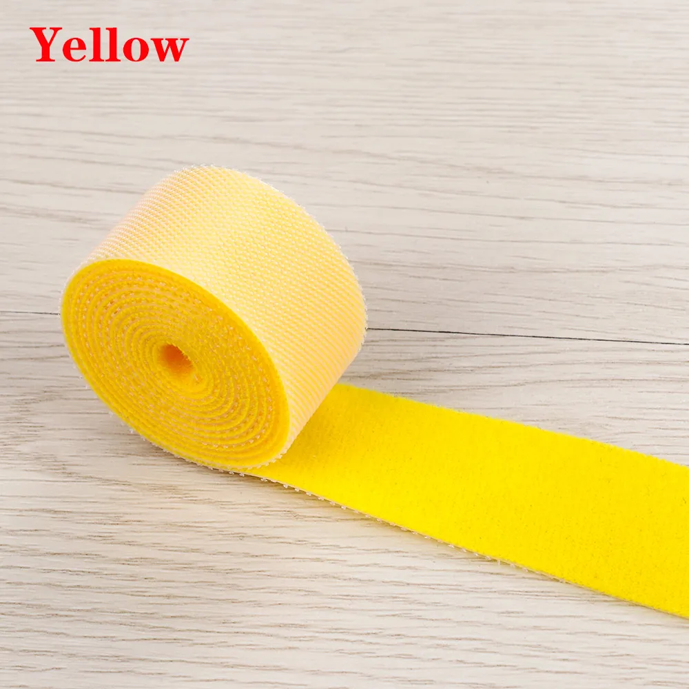 yellow 1PC Durable 1M Magic Cable Power Wire Management Fastener Hot Strap Marker Cord Organizer Cable Ties Fastening Tape Roll - Цвет: yellow