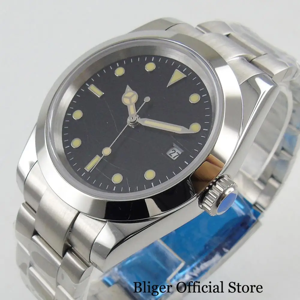 

Luxury Sterile Polished 39mm Automatic Men's Watch With Special Design Dial Mental Strap Date Window