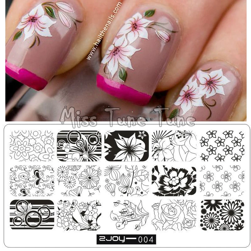 Премиум ногтевых пластин тиснение ZJOY04 цветок лилии ногтей шаблон печати