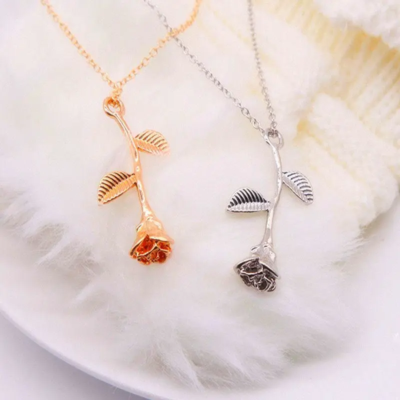 LUKENI Fashion Rose Flower Charm Pendant Necklaces for Women Girls Gift Gold Mujer Chains Boho Plant Statement Jewelry Collare | Украшения