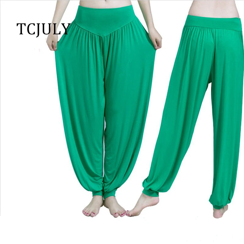 Женские брюки шаровары TCJULY эластичные однотонные палаццо с высокой талией