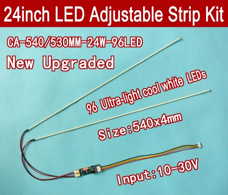 Universal LED Backlight Lamps Update kit For LCD Monitor 2 LED Strips Support to 24'' 540mm