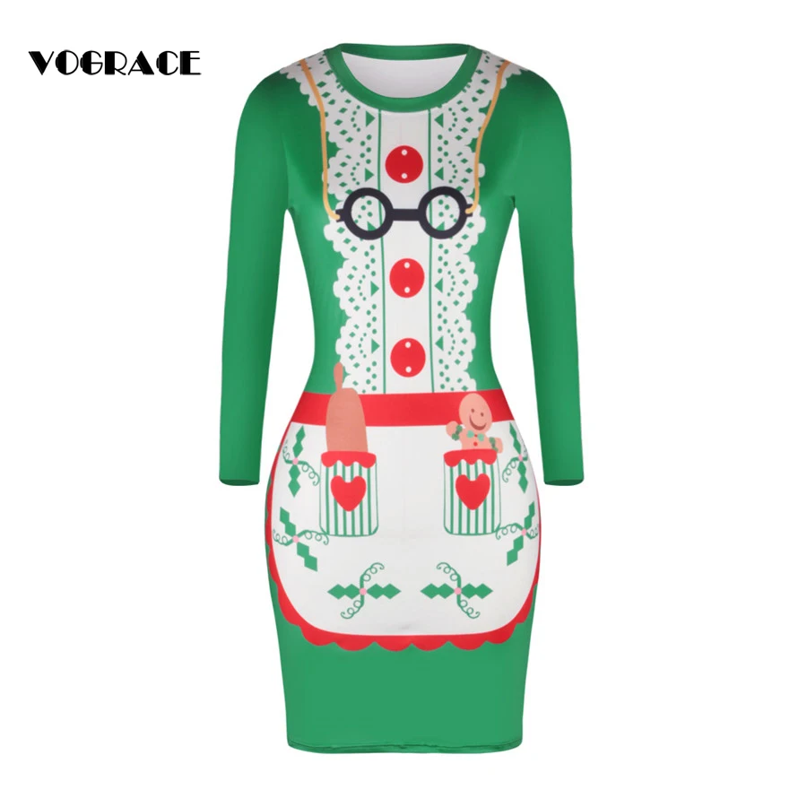 Женское винтажное платье в стиле ретро VOGRACE рождественское с высокой талией и