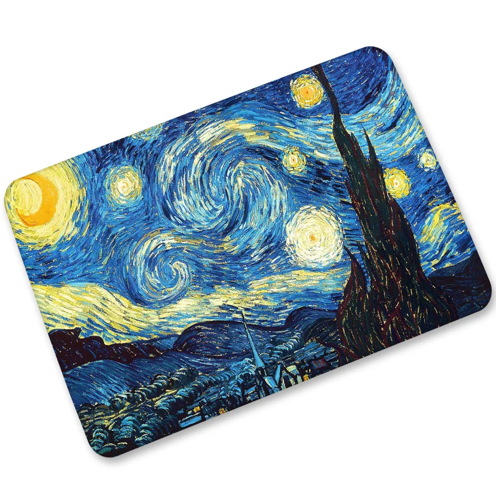 Ван Гог абстрактные Масляные картины резиновые флокированные входные напольные