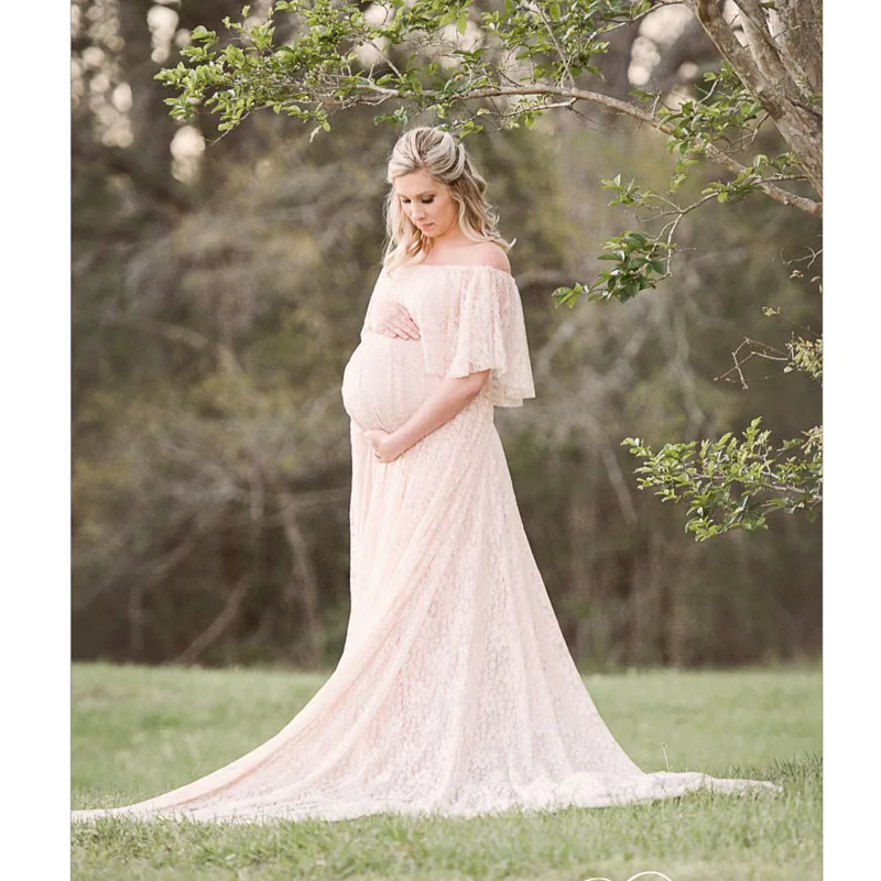 

Maternity Photography Props Pregnancy Dress Photography Maxi Dress Gravidas Vestidos Lace Clothes for Pregnant Women Photo Shoot