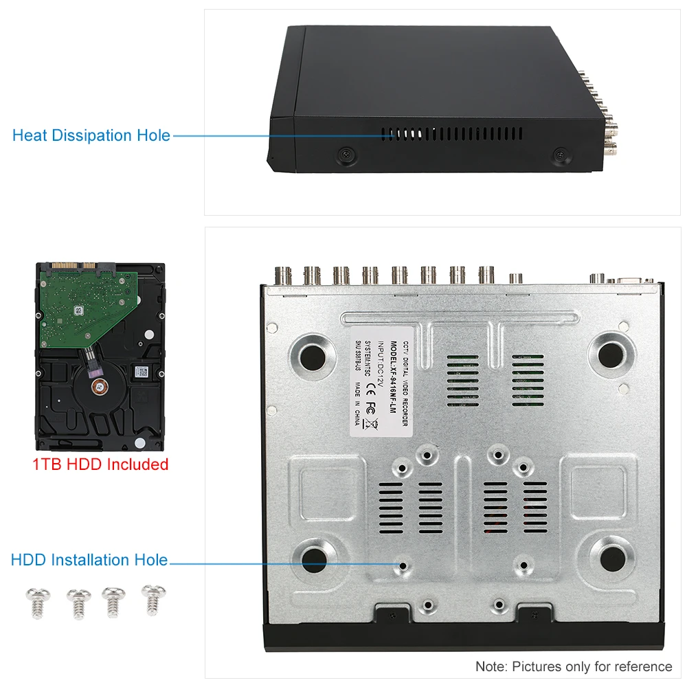 KKmoon Full 960 H/D1 DVR HVR NVR 16CH с 1 ТБ Seagate HDD HD P2P Onvif 16CH DVR видеорегистратор CCTV система безопасности управление приложением