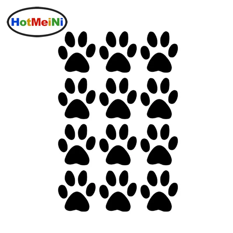 

HotMeiNi 11.6*17.5CM Hot Sale Set of 12 Dog Paw Prints Decals Vinyl Car Stickers For Truck SUV Car Window Bumper Laptop